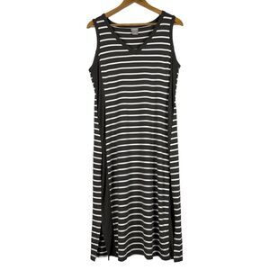 Chico's Zenergy Stripe Midi Tank Dress Size 8 Jersey‎ Knit Sleeveless Athleisure